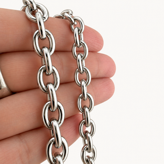 Bold & Thick Heavy Duty Oval Cable Chain – Two Available Sizes (By the Foot)