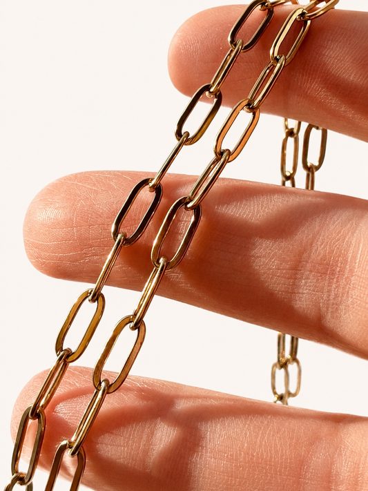 14K Gold PVD Paperclip Chain - 9x4mm (By the Foot)