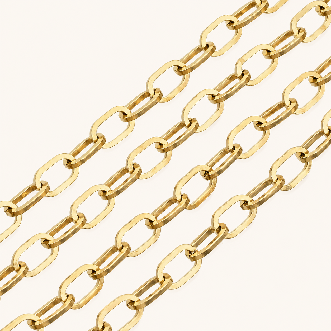 18K Gold Flat Oval Cable Chain - 6.6x4mm