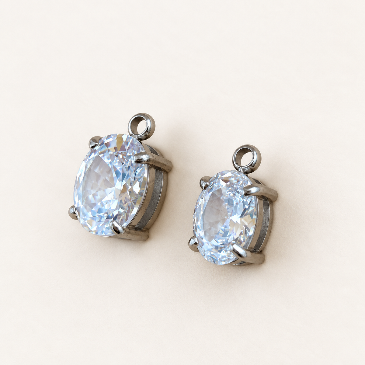 Oval Cubic Zirconia Charm – Multiple Sizes