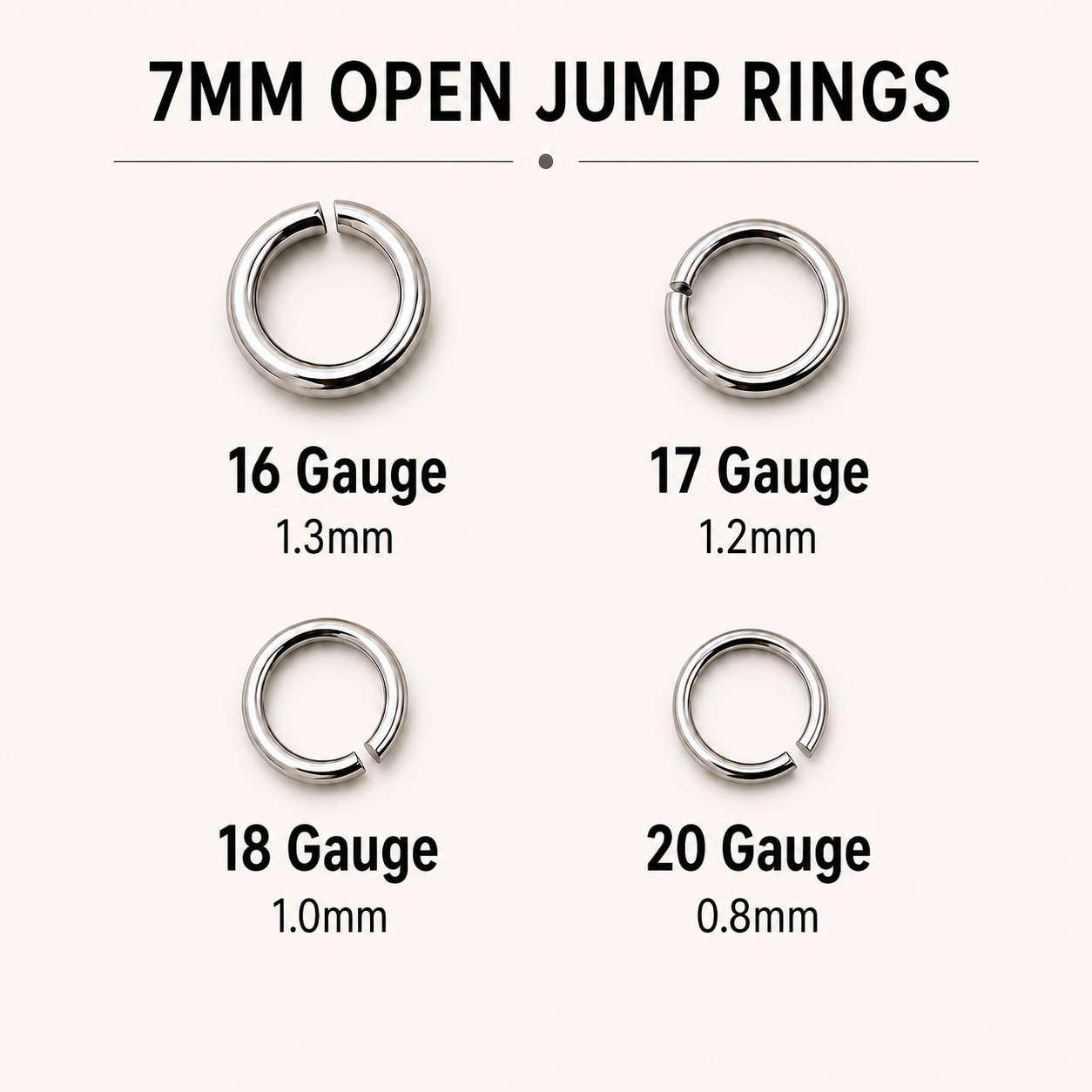 7mm Open Jump Rings - Multiple Gauge Options
