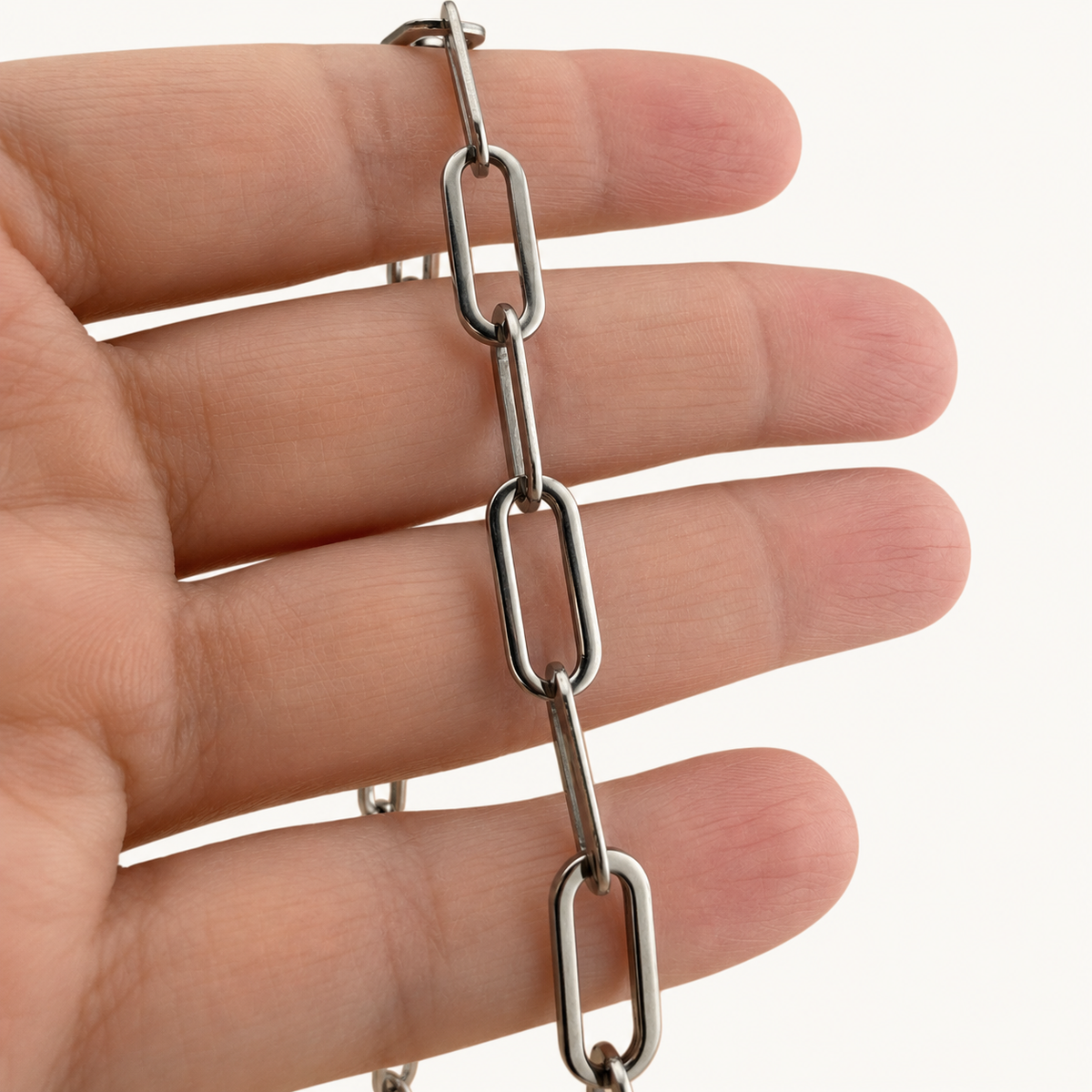 Smoky Silver Paperclip Statement Chain – 16mm (By the Foot)
