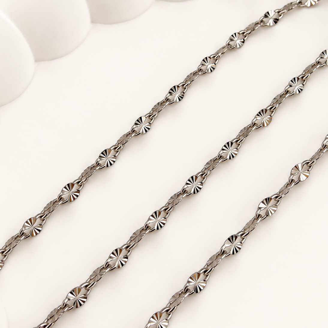 Petite Faceted Oval Cable Chain – 4.5mm (By the Foot)