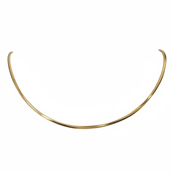 18K Gold Square Snake Chain Necklace - 15.5"