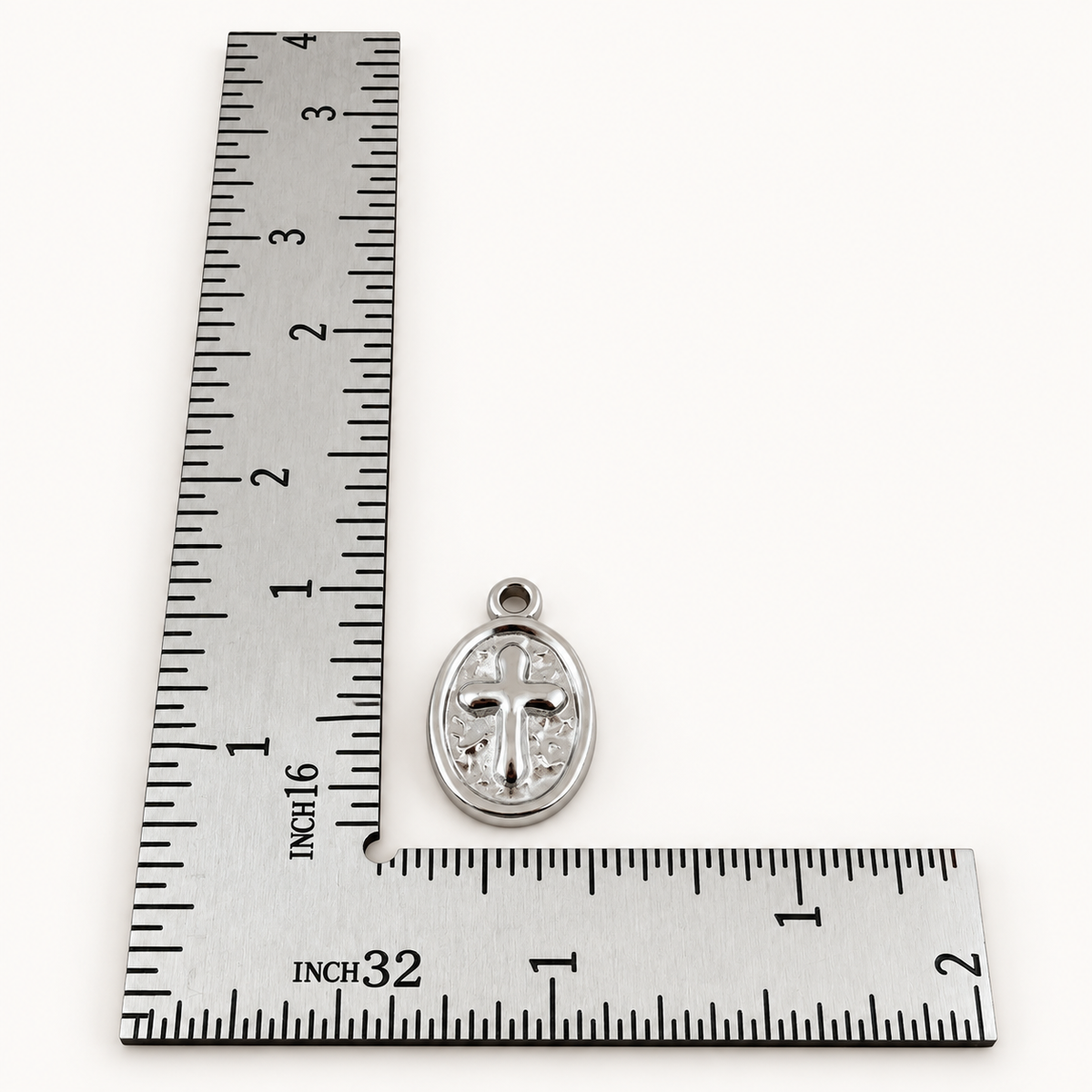 Oval Cross Medallion Charm – 17.5mm