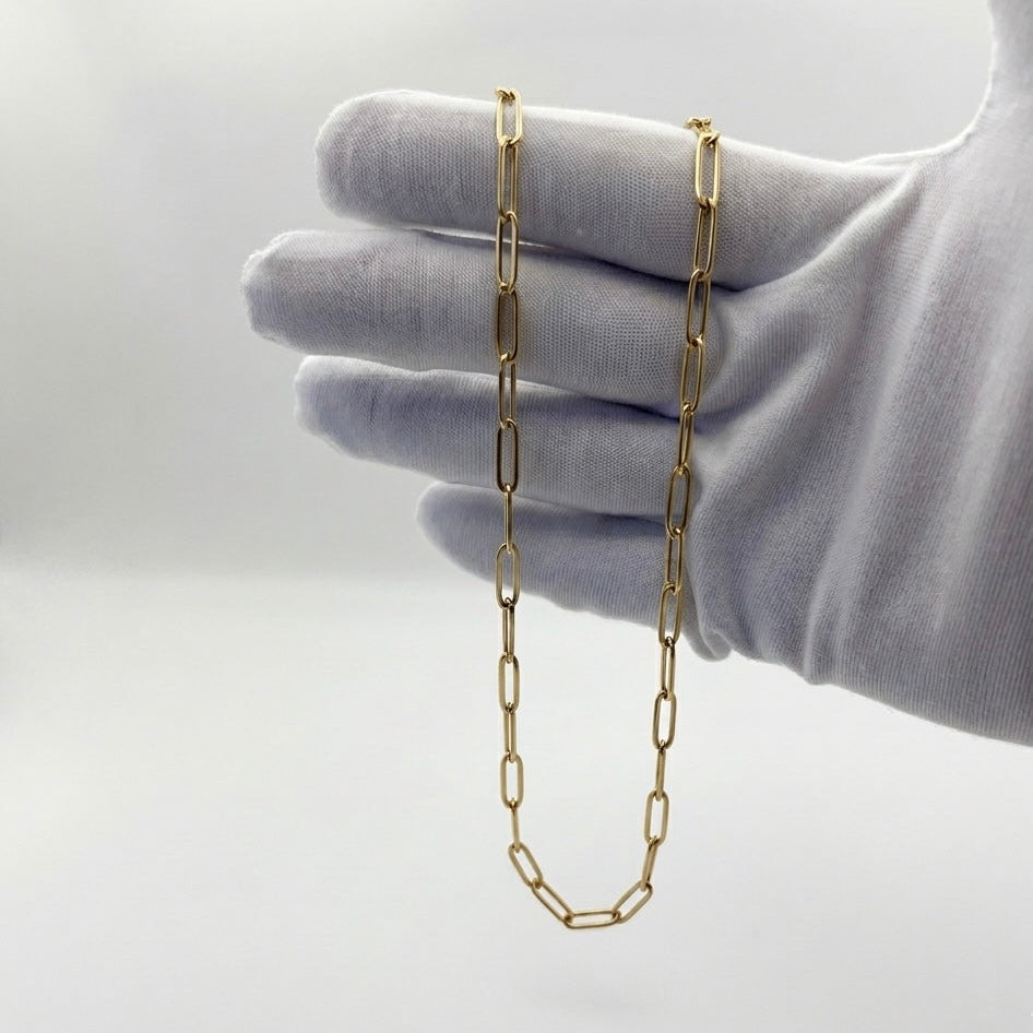 18K Gold PVD Paperclip Chain - 12x4mm