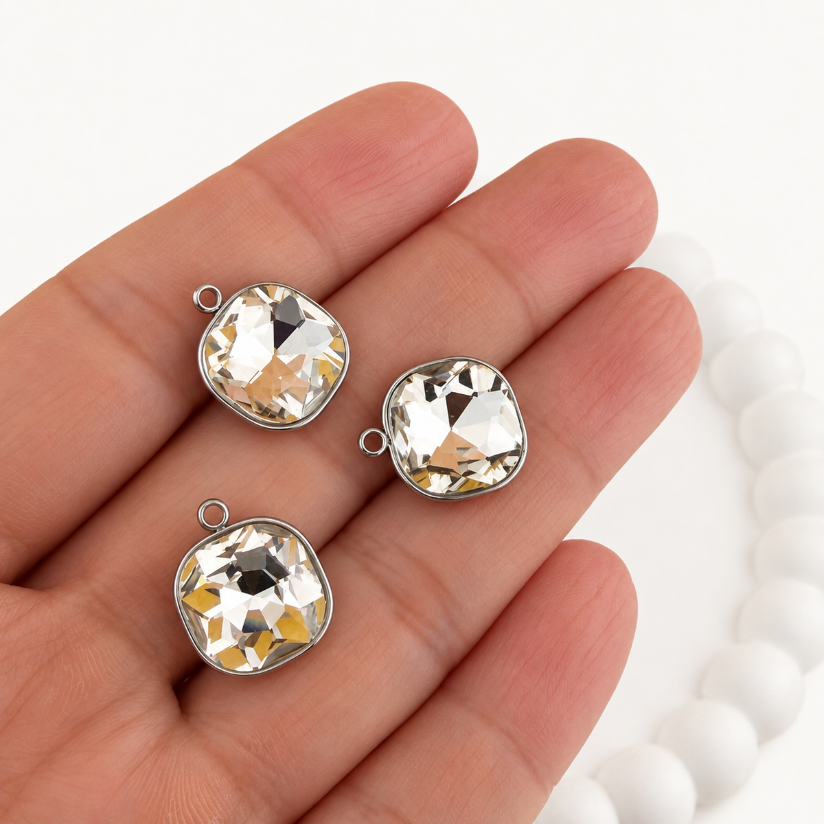 Crystal Square Pendant – 16x13mm