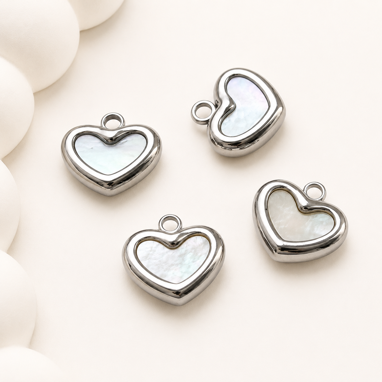11mm Shell Heart Charm -Gold & Silver Finishes