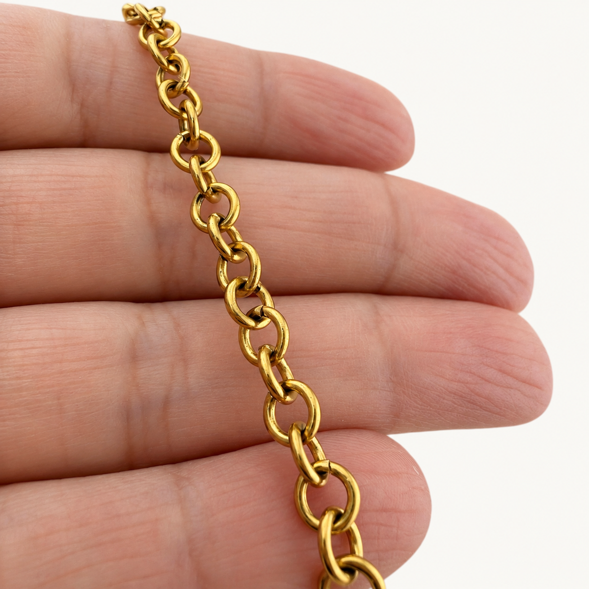18K Gold Ion Plated Rolo Chain – 5mm