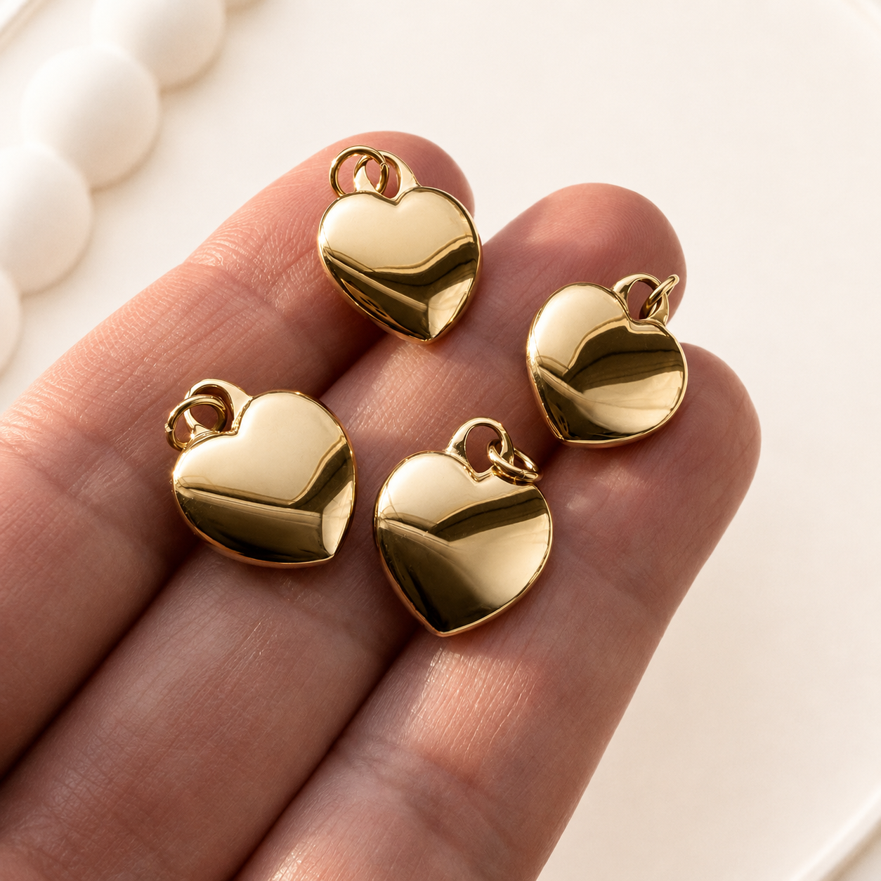 17mm Heart Charm - 316 Surgical Steel | Real 14K Gold