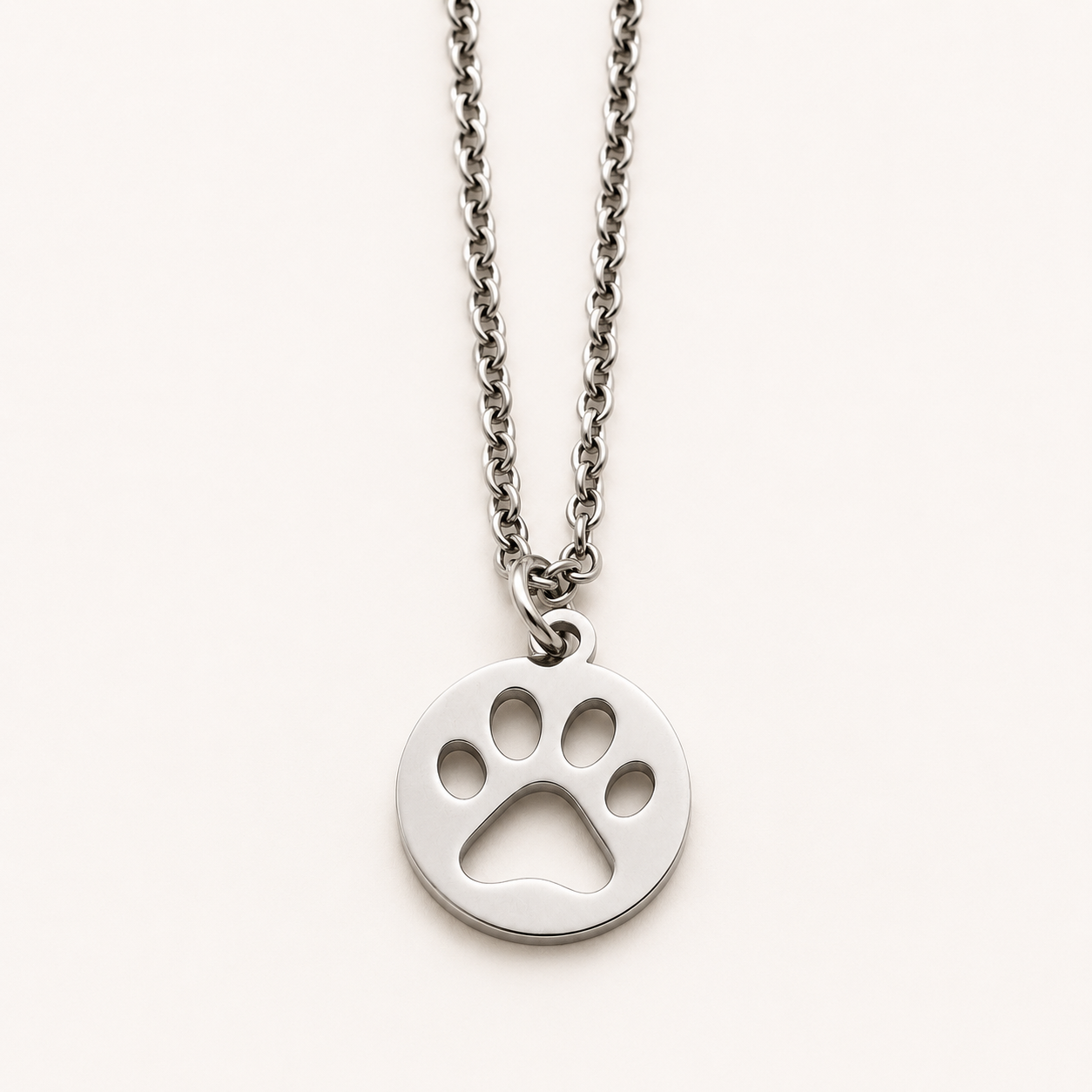 Stainless Steel Paw Print Necklace