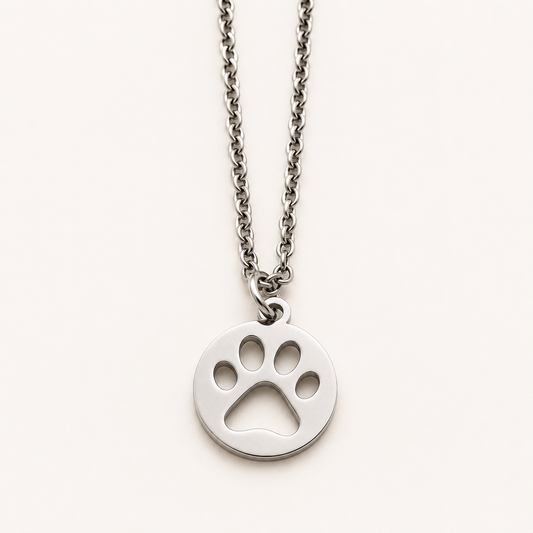 Stainless Steel Paw Print Necklace