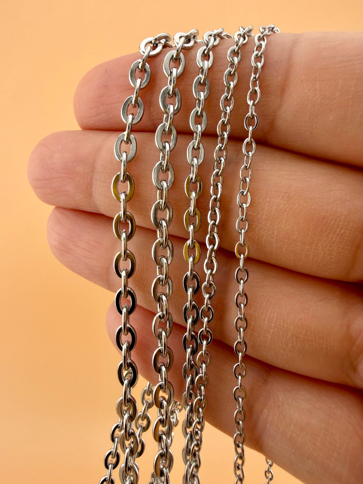 Flat Oval Cable Chain by the Foot - Multiple Sizes