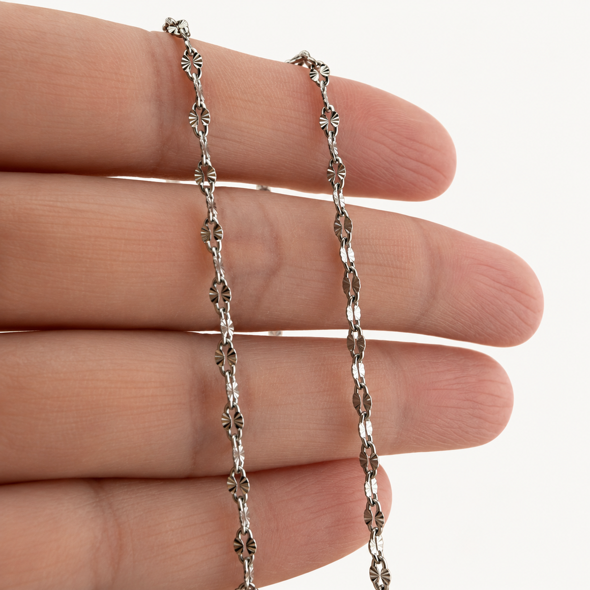 Petite Faceted Oval Cable Chain – 4.5mm (By the Foot)