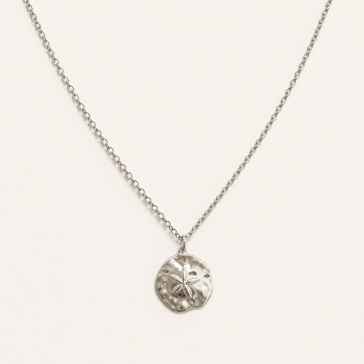 Stainless Steel Sand Dollar Pendant Necklace