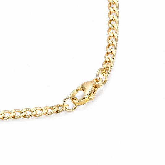 18K Gold Curb Chain Necklace | Light Gold Layering Chain - 21"