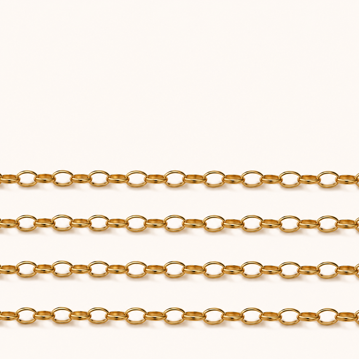 18K Gold Oval Cable Chain - 6x4mm