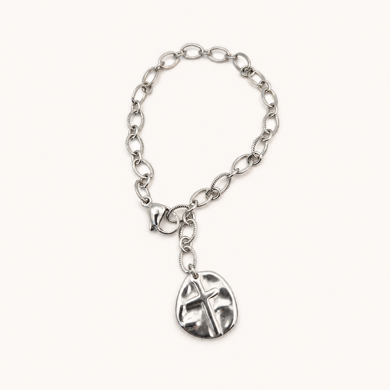 Cross Coin Pendant with Jump Ring - 22 x 18mm