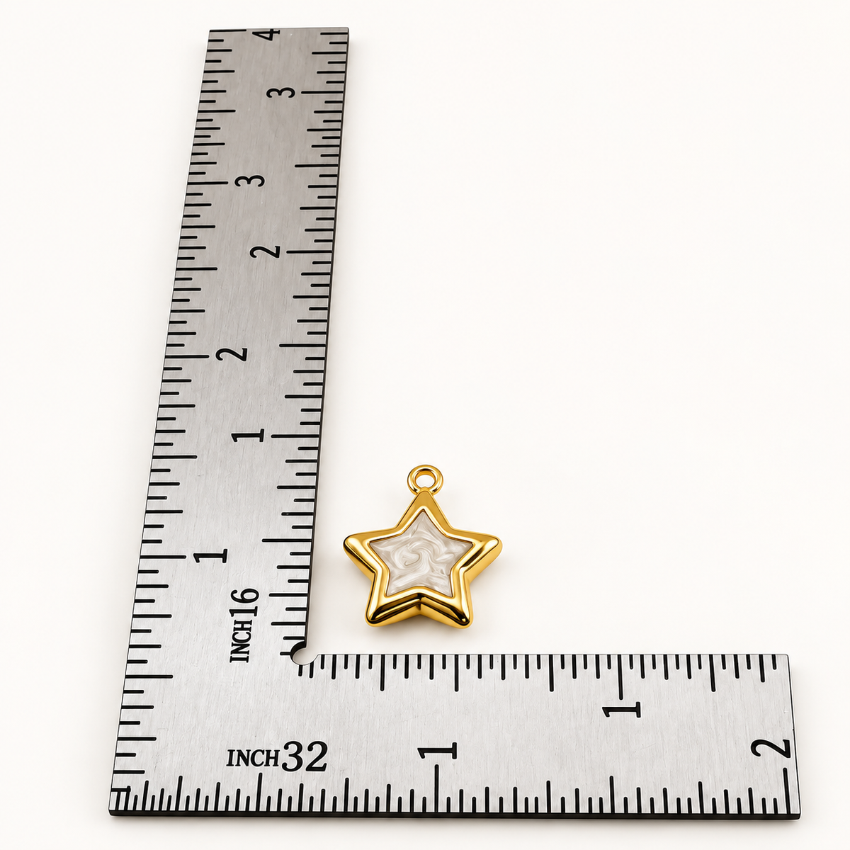 White Enamel Star Charm – 16mm