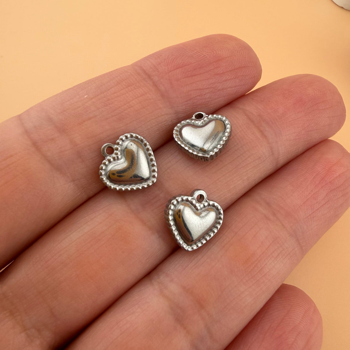 Beaded Edge Heart Charm – Multiple Sizes