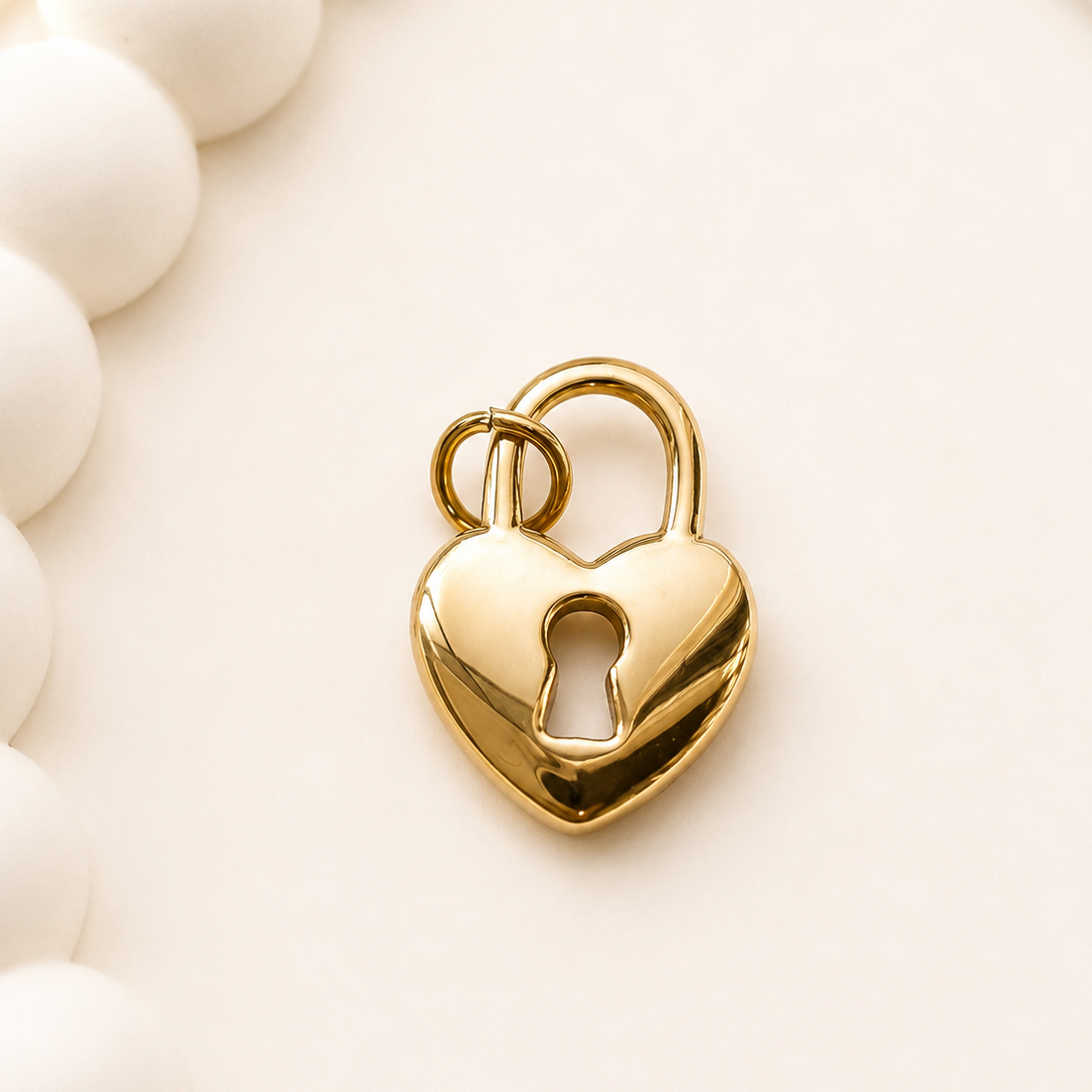 16mm Heart Lock Charm - 316 Surgical Steel | Real 14K Gold