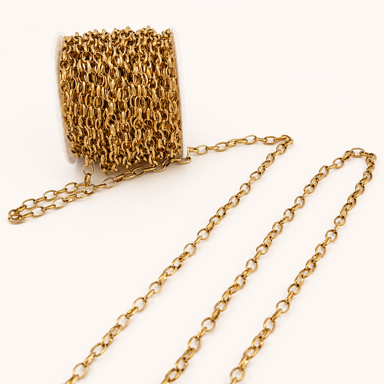 18K Gold Oval Cable Chain - 6x4mm