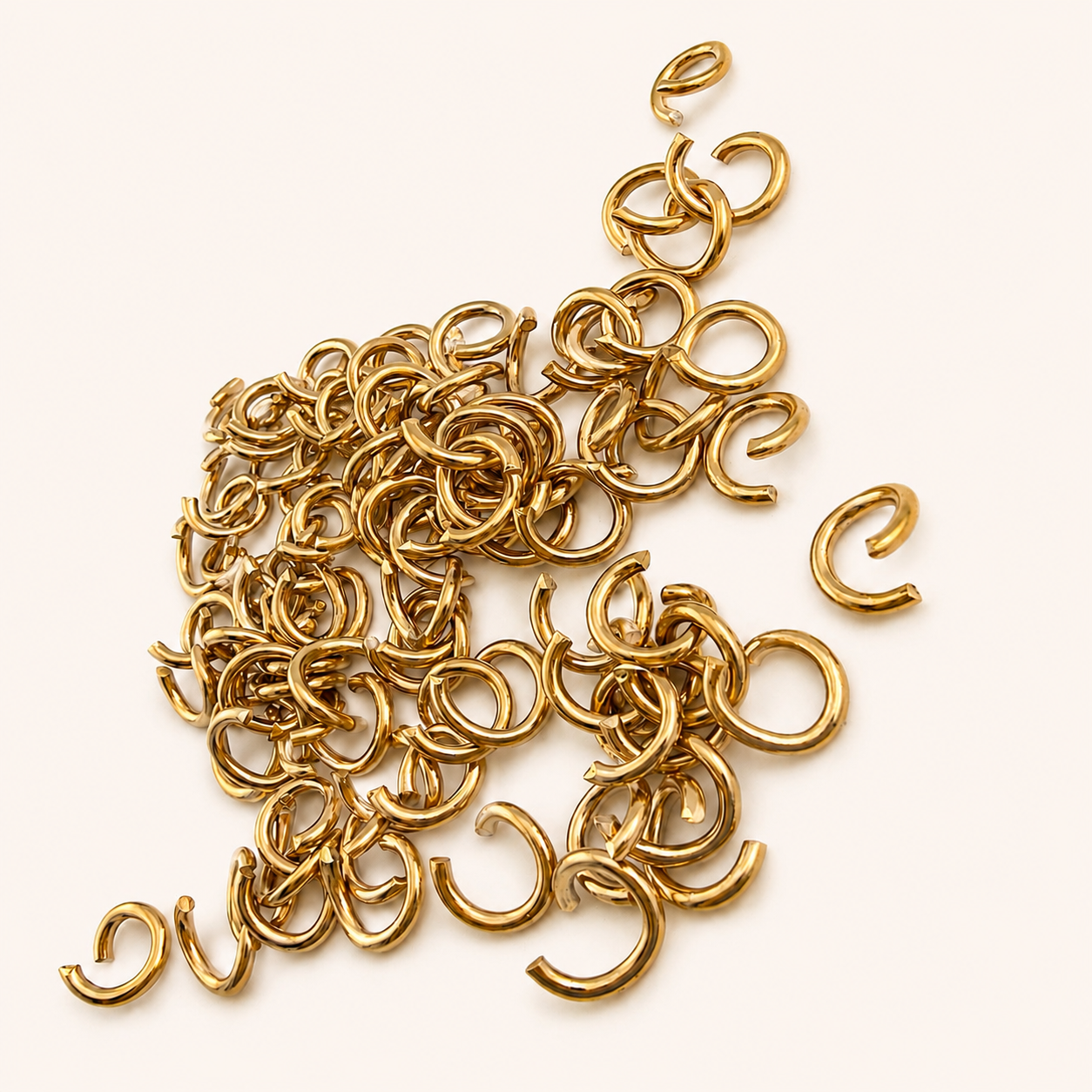 7mm • 17 Gauge - 18K Gold Open Jump Rings (50 Pack)