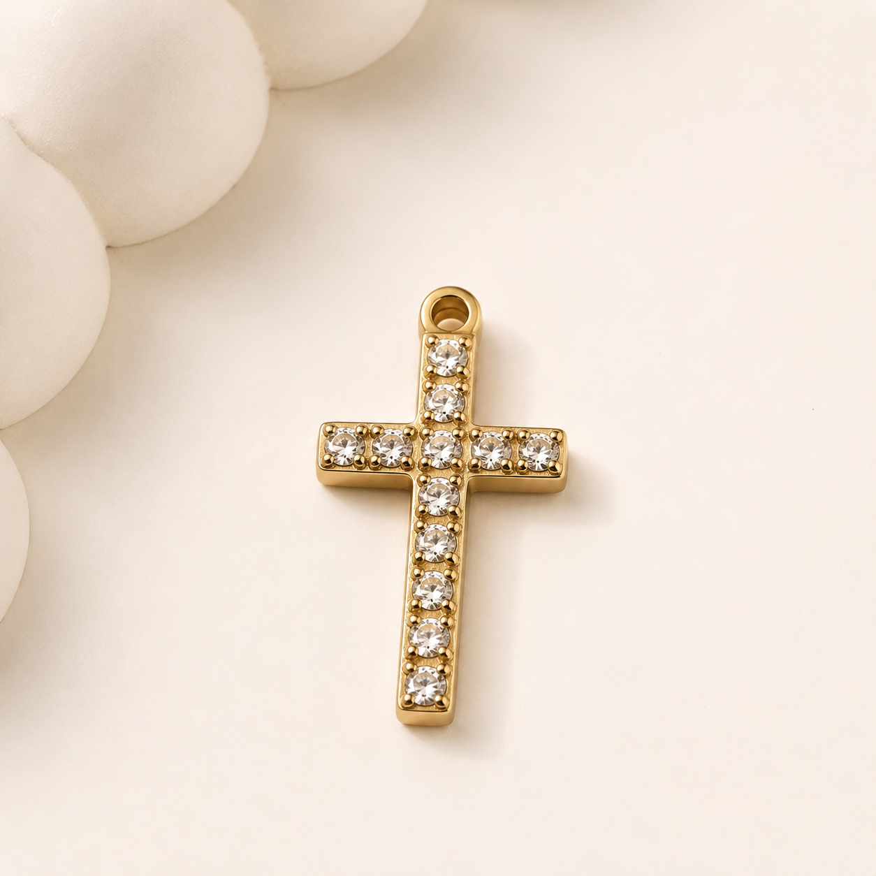 316L Light Gold Lumi Cross Pendant  - 17×9.5mm