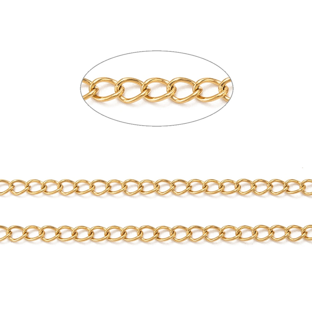 18K Gold Twisted Curb Chain – 4mm