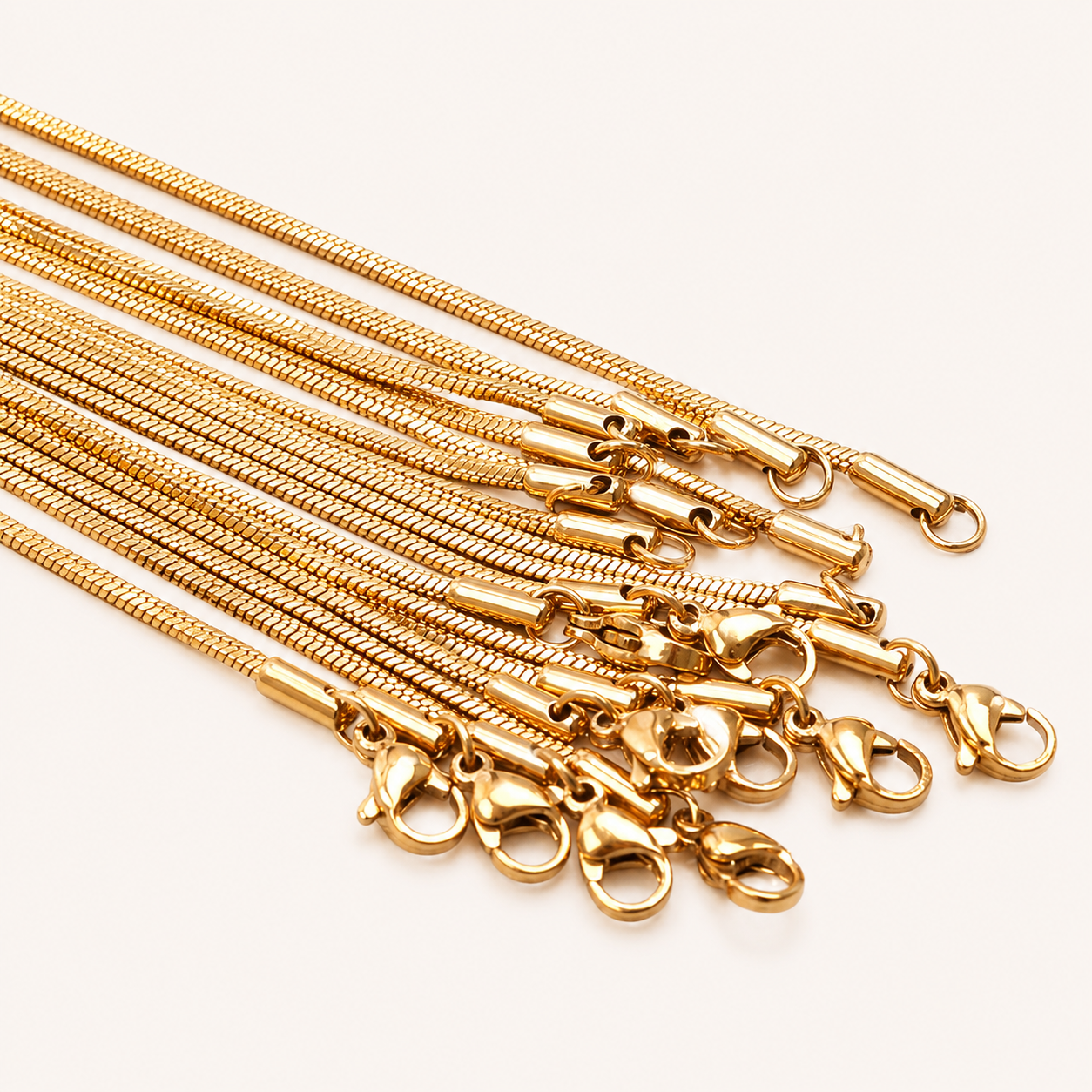 1.5mm Warm Gold Square Snake Chain Necklace - 20"