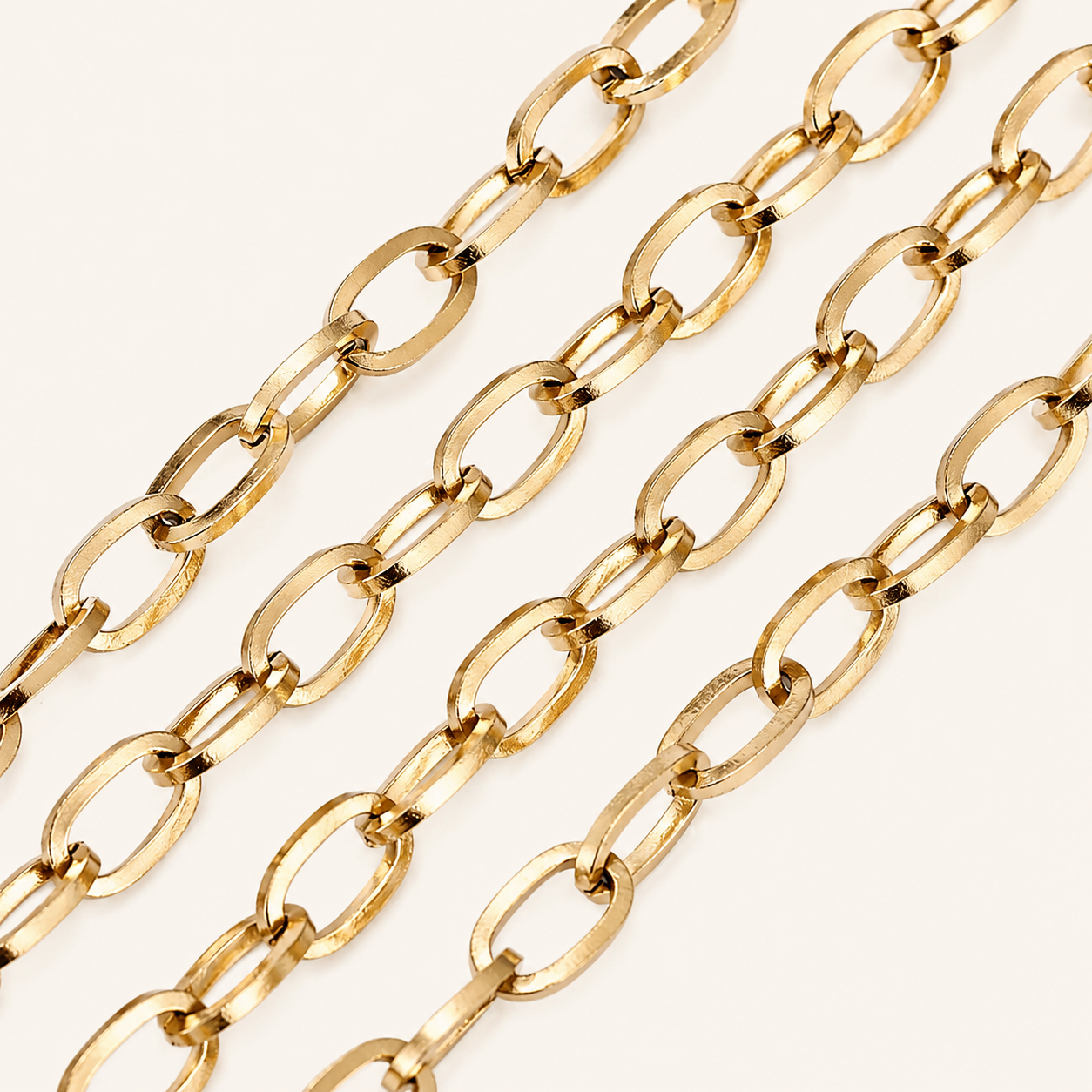 18K Gold Flat Oval Cable Chain - 7x4mm