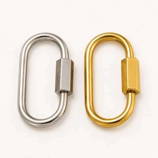 24mm Oval Screw Carabiner – Gold & Silver Finishes
