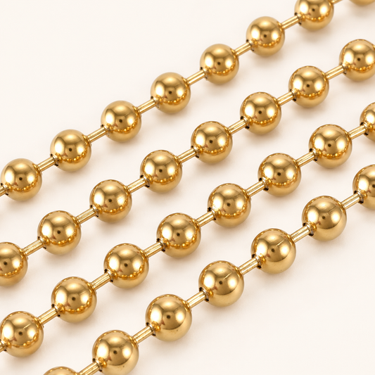 18K PVD Gold Ball Chain – 6mm
