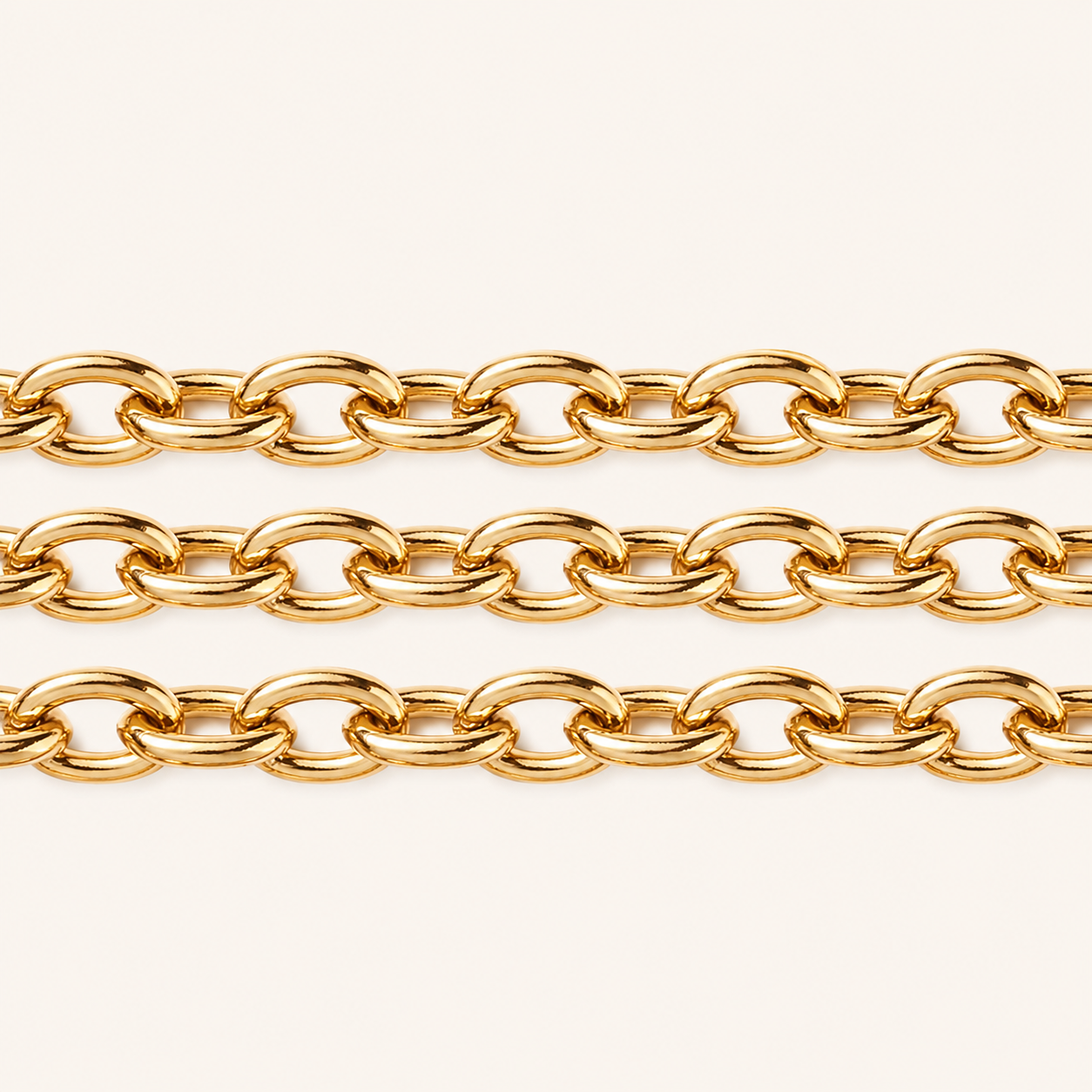 18K Gold Oval Cable Chain - 8x6mm