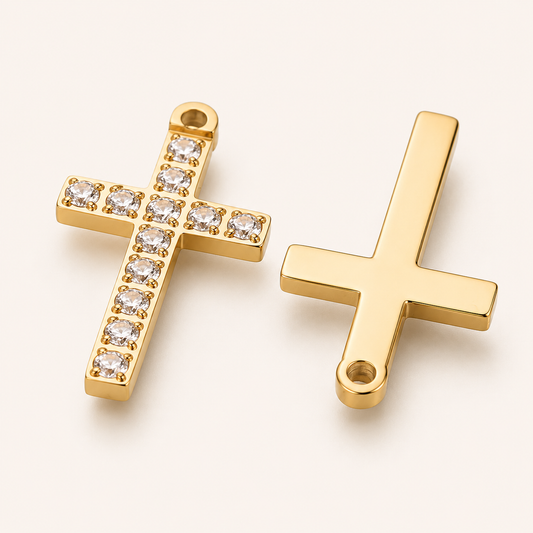 Light Gold Lumi Cross Pendant  - 17×9.5mm