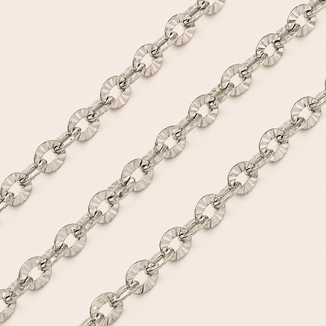 Small Textured Cable Chain - 4.5 x 3.5mm Handmade Style Chain | FB-CH006