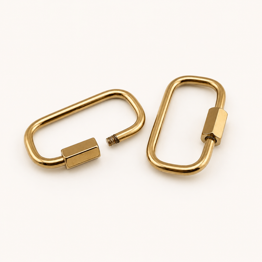 25mm Real 18K Gold Rectangle Carabiner