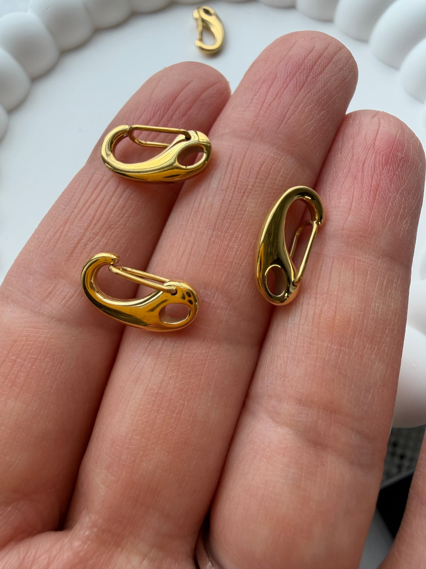 18K Gold Oval Snap Hook Clasp - 16mm