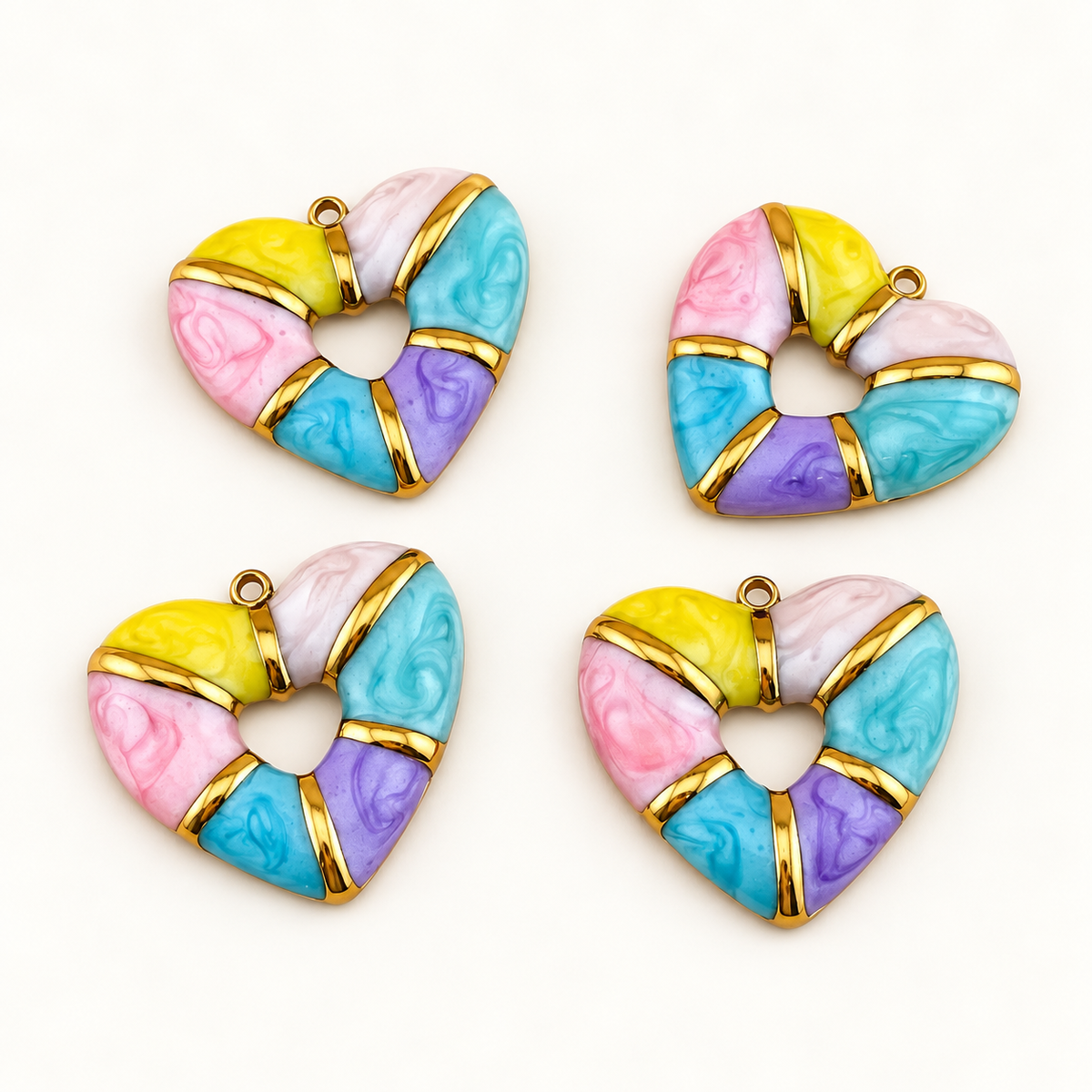 Multicolor Enamel Heart Charm – 25mm