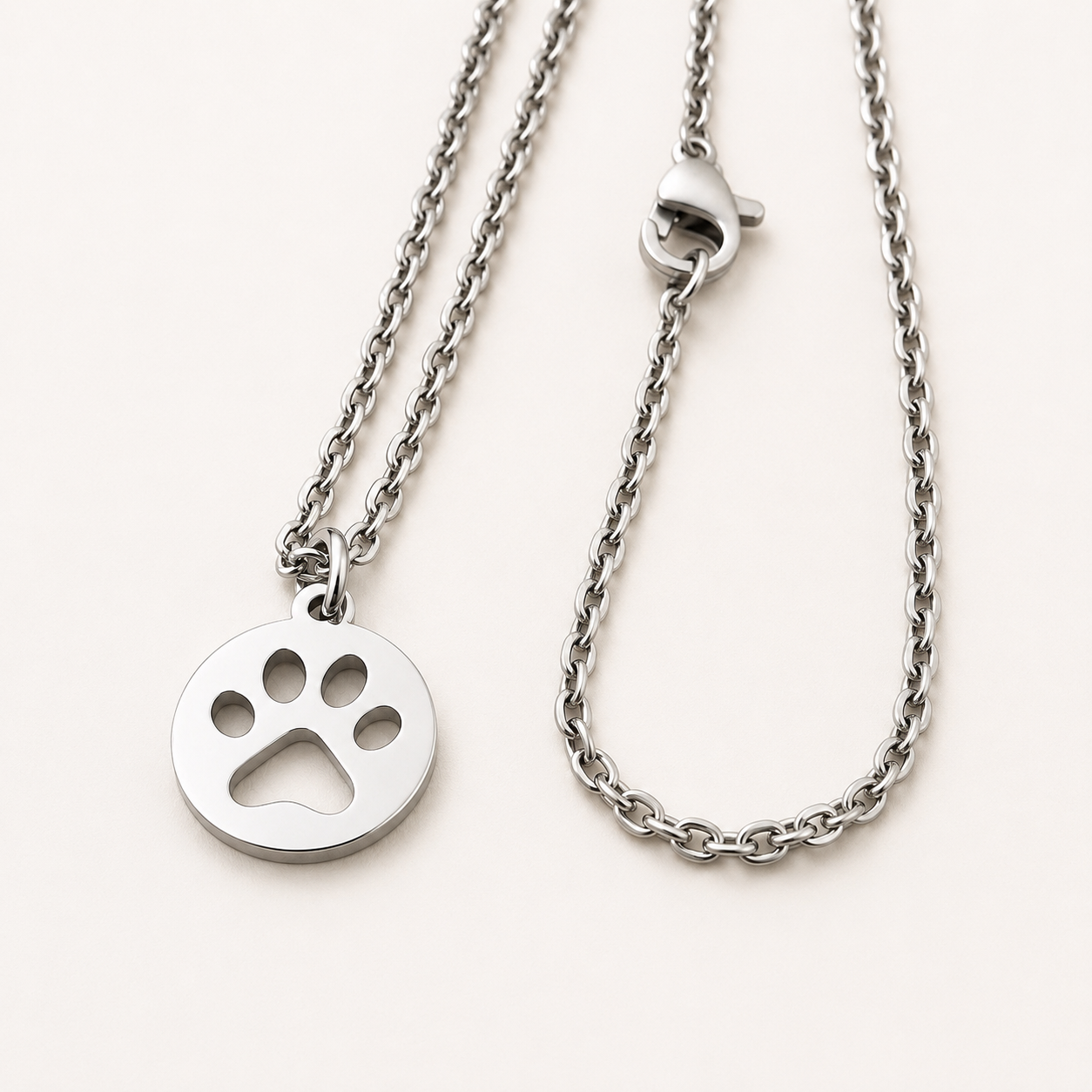 Stainless Steel Paw Print Necklace