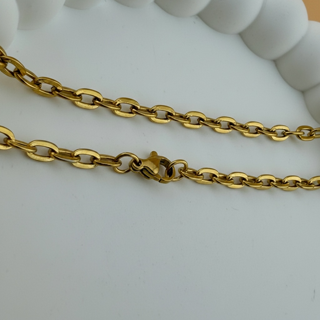 18K Gold Plated Oval Cable Chain Necklace