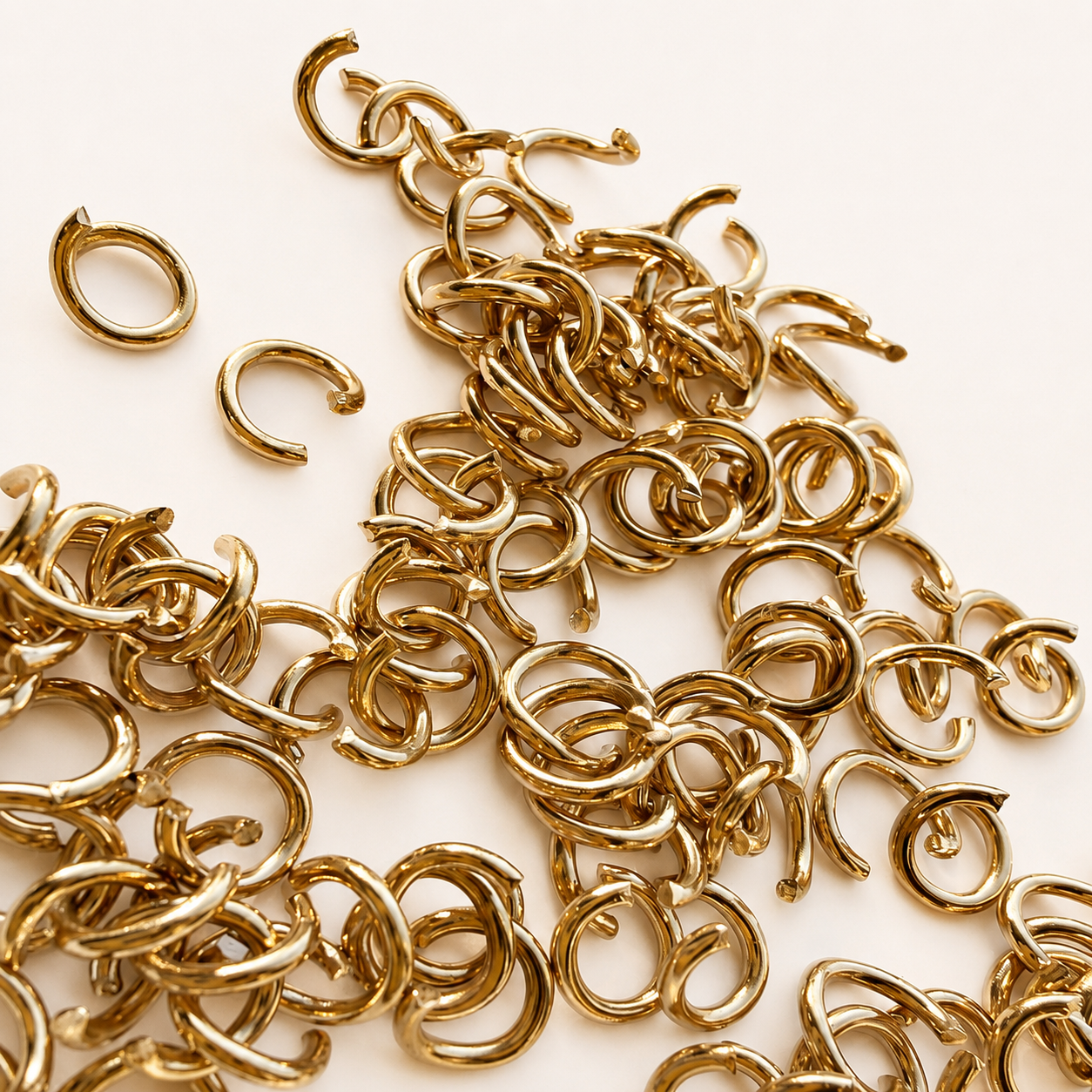 7mm • 17 Gauge - 18K Gold Open Jump Rings (50 Pack)