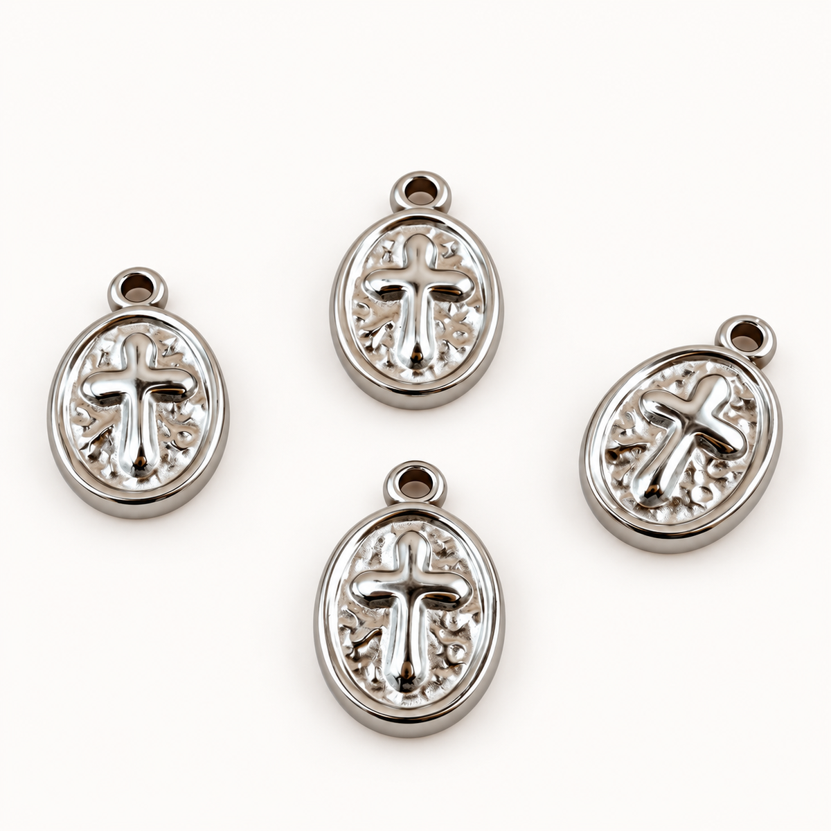 Oval Cross Medallion Charm – 17.5mm