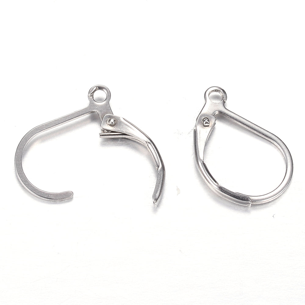 Leverback Earring Hooks - Bright Gold or Silver (10 Pack)