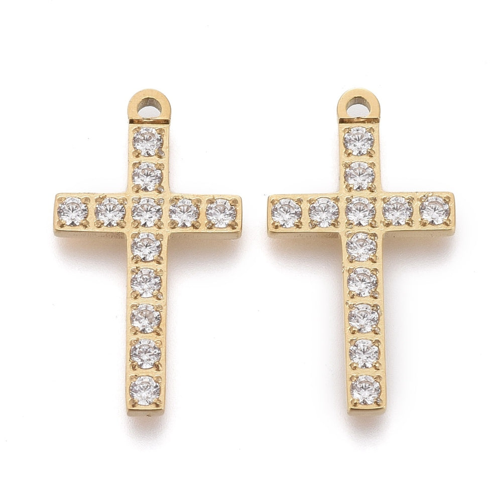 Light Gold Lumi Cross Pendant  - 17×9.5mm