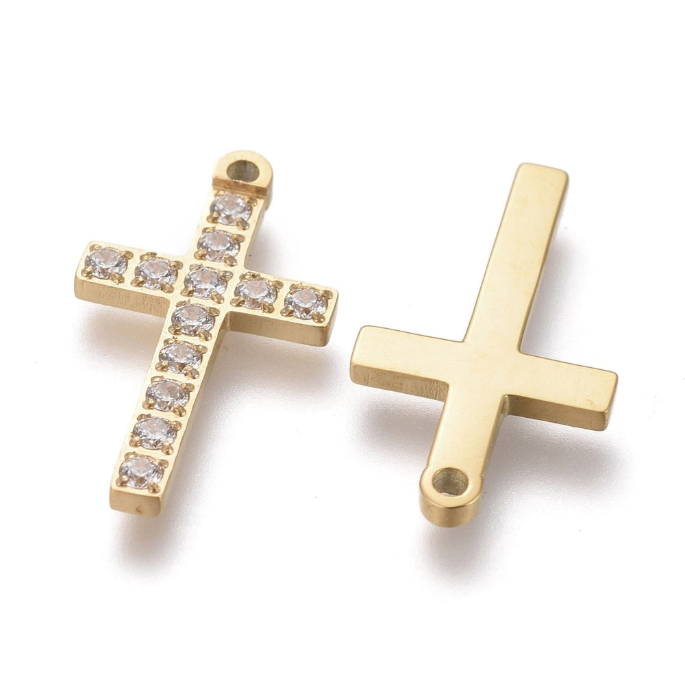 Light Gold Lumi Cross Pendant  - 17×9.5mm