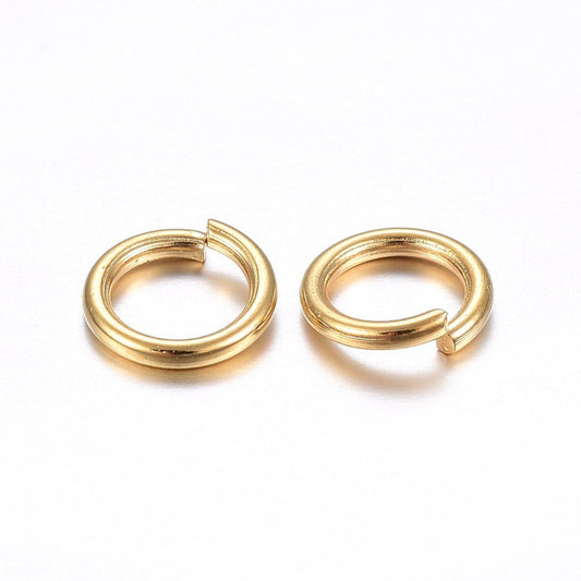 8mm • 16 Gauge - Gold Open Jump Rings