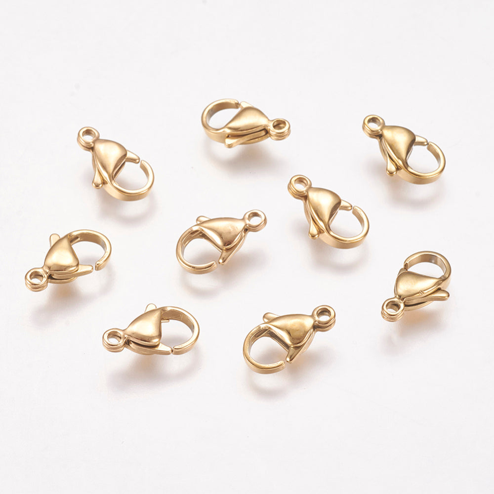 12mm 18K Gold PVD Lobster Claw Clasps – Jewelry Closures