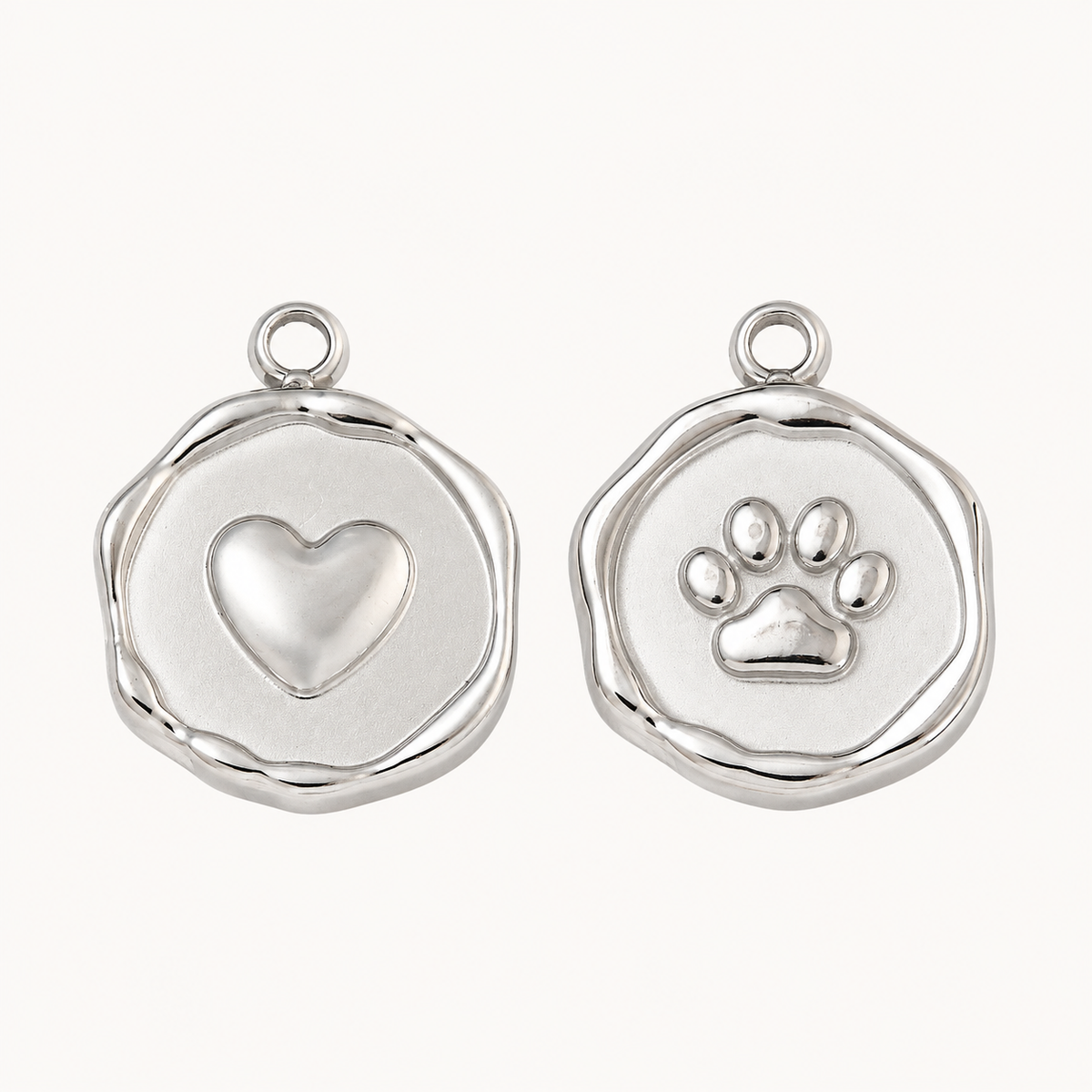 Paw Print & Heart Medallion Charms – 16mm