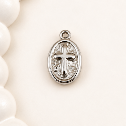 Oval Cross Medallion Charm – 17.5mm